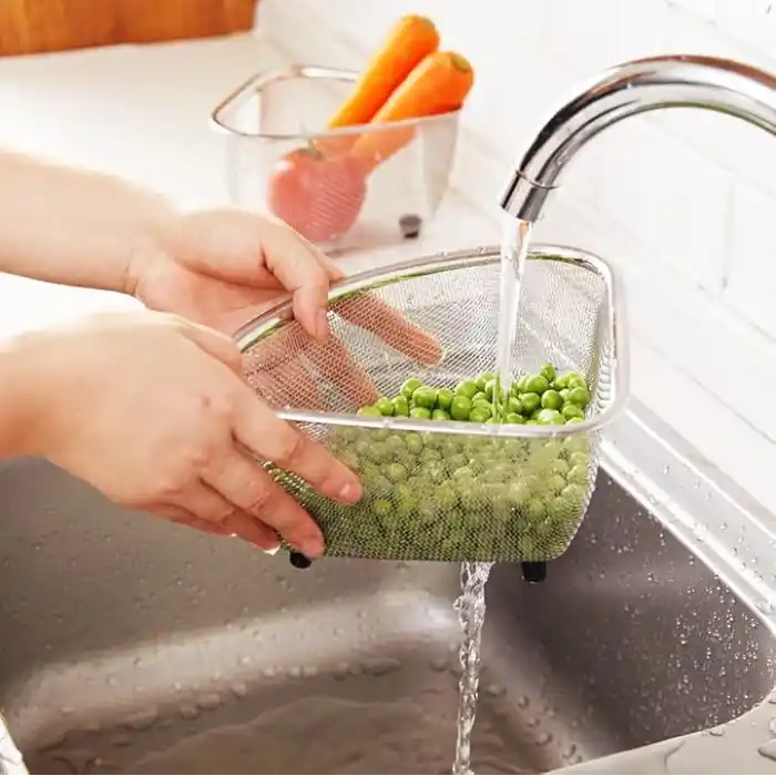 Deconox Paslanmaz Çelik Ayaklı Lavabo Çöp Süzgeci 18x13x10 Cm | Paslanmaz Çelik Ayaklı Lavabo Çöp Süzgeci - Hijyenik ve Pratik Çöp Süzme Çözümü!