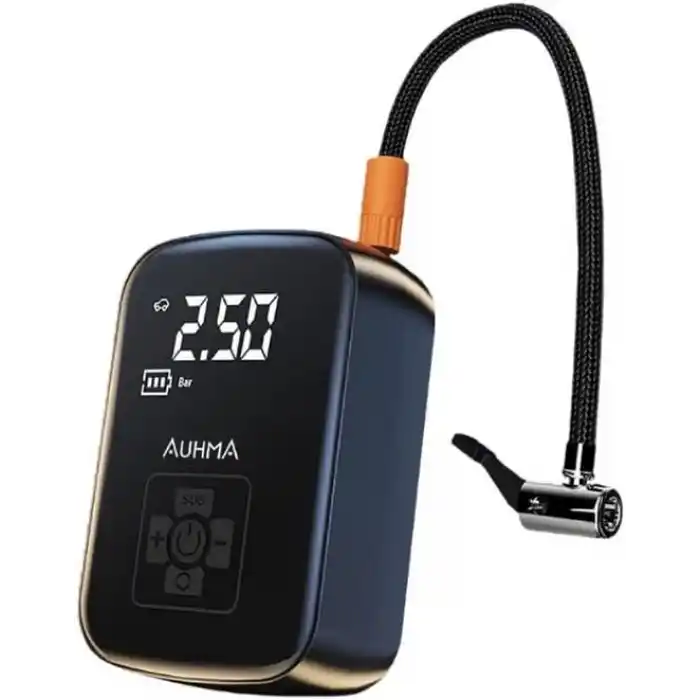 Hava Kompresörü, 150 PSI Dijital Göstergeli Oto Kompresör, Araba, Motosiklet, Bisiklet ve Top İçin, Taşınabilir Şarjlı Kullanım, Fener Işığı, 4000 Mah Batarya, 3 Farklı Başlık (PSI,KPA,BAR,KG/CM²)