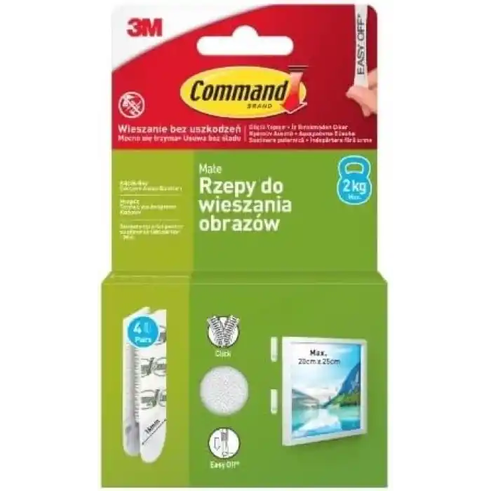 Command ™ 17202-4PK Küçük Boy Çerçeve ve Tablo Asma Bandı - Matkapsız, Hasarsız, İz Bırakmayan Güçlü Duvar Askısı - 4lü Paket, Beyaz