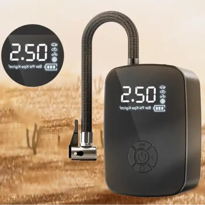 Hava Kompresörü, 150 PSI Dijital Göstergeli Oto Kompresör, Araba, Motosiklet, Bisiklet ve Top İçin, Taşınabilir Şarjlı Kullanım, Fener Işığı, 4000 Mah Batarya, 3 Farklı Başlık (PSI,KPA,BAR,KG/CM²)