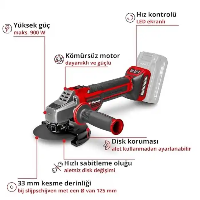Einhell Professional Akülü Avuç Taşlama Makinesi TP-AG 18/125 CE Q Li