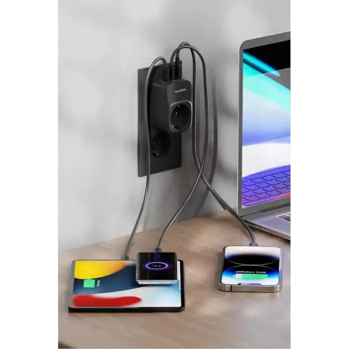 Akım Korumalı Priz, Tekli Priz, USB’li Priz ve Type-C Priz, Priz Çoklayıcı, Voltaj Korumalı Priz, 16A 3680W Duvar Tipi (SİYAH)