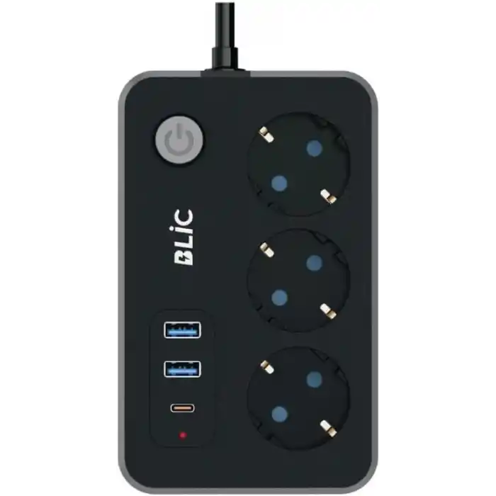 Akım Korumalı Priz, 3x Priz Soketi, 2x Usb Girişi, 1x Type-C Girişi, Tasarruflu Uzatma Kablosu, Çocuk Korumalı Adaptör (2 Metre)