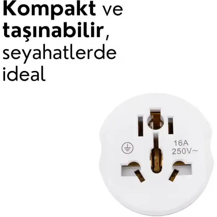Amber LED Universal Seyahat Adaptörü - Amerikan, İngiliz Ve Avustralya Fişi Dönüştürücü - 16A 250V Kompakt Tasarım (2 Adet)
