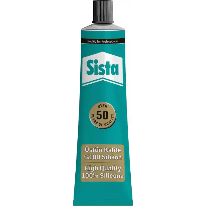 Sista Universal Silikon, Üstün kalite %100 Şeffaf Silikon, Mutfak, Banyo ve Pencereler İçin Hızlı Kuruyan Dolgu Macunu, Sararma ve Küflenme Yapmaz, 50 gr Tüp