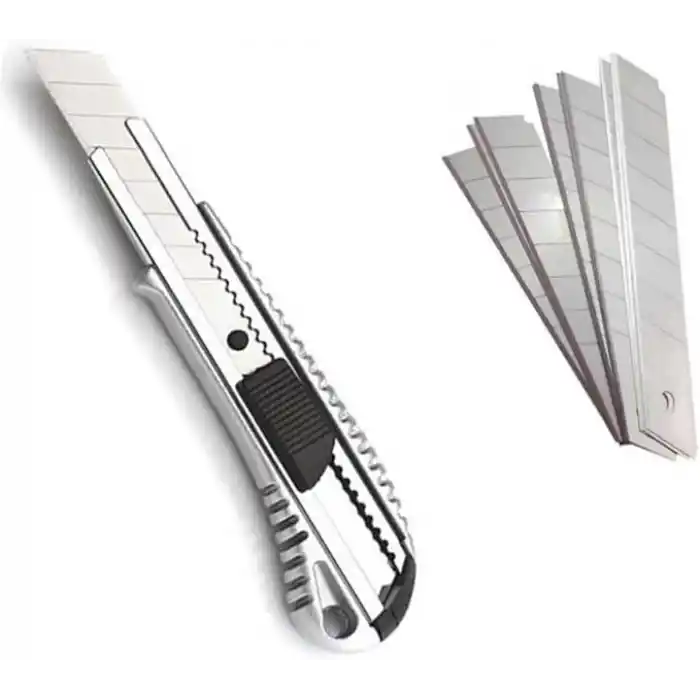 Orret Home Metal Maket Bıçağı,Çelik Falçata Ve 10 Adet Falçata Yedeği,Maket Bıçağı Ve Yedekleri,Falçata Seti