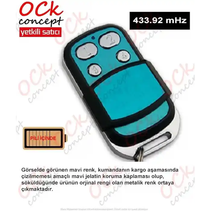 KG GARAJ KUMANDASI WİCOM UK44 - 4 TUŞLU 433MHZ (KODLANABİLİR VE KOPLAYANABİLİR KUMANDA)