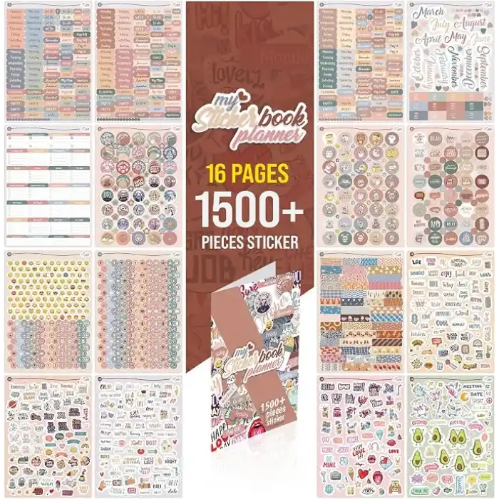 colortouch Planner Sticker Set - 1500+ Adet Çıkartma - Takvim, Ajanda, Günlük, Planlayıcı, Not Defteri, Journal için Düzenleyici Etiketler - Scrapbook Sticker - Stickeralbum - 3 Aylık Sticker Book