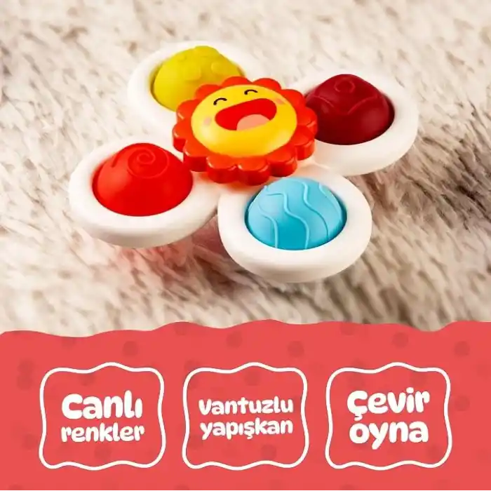 Circle Toys Vantuzlu Duyu Geliştirici Spinner Oyuncak 3’lü Set – Dönen Bebek Oyuncağı (12 Ay+)