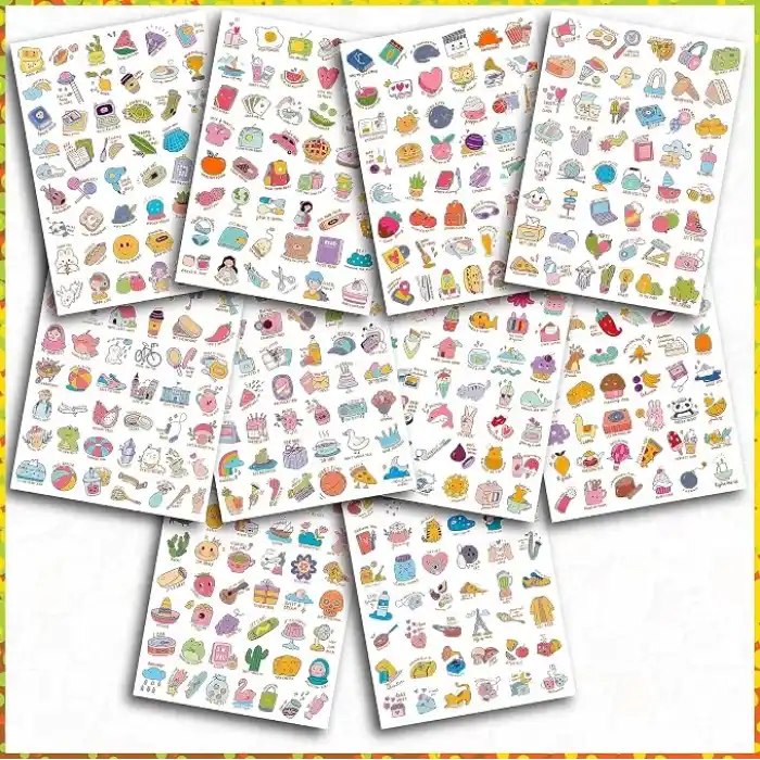 Sticker Seti 500 Adet İngilizce Temalı Etiket, Günlük Ajanda ve Defterlere, Karikatür Konsept, Öğretmen-Öğrenciler, Erkek-Kız Çocuk ve Yetişkinlere Kendinden Yapışkanlı Eğlenceli Çıkartmalar