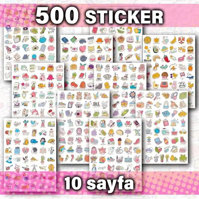 Sticker Seti 500 Adet İngilizce Temalı Etiket, Günlük Ajanda ve Defterlere, Karikatür Konsept, Öğretmen-Öğrenciler, Erkek-Kız Çocuk ve Yetişkinlere Kendinden Yapışkanlı Eğlenceli Çıkartmalar
