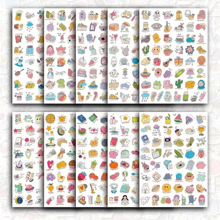 Sticker Seti 500 Adet İngilizce Temalı Etiket, Günlük Ajanda ve Defterlere, Karikatür Konsept, Öğretmen-Öğrenciler, Erkek-Kız Çocuk ve Yetişkinlere Kendinden Yapışkanlı Eğlenceli Çıkartmalar