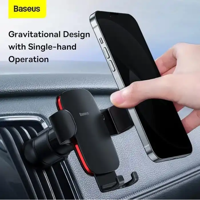 Baseus Metal Age II Gravity Araç Telefon Tutucusu, Havalandırma Izgarası için Otomatik Kilitlemeli Metal Araç Telefon Sabitleyici, Dikey ve Yatay Izgara Uyumlu, 4.7-6.7 inç Uyumlu, Siyah
