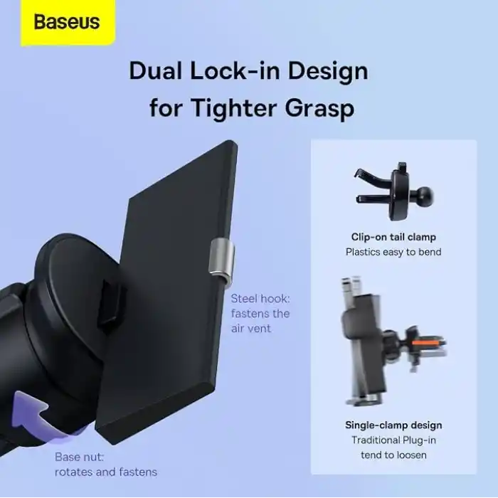 Baseus Metal Age II Gravity Araç Telefon Tutucusu, Havalandırma Izgarası için Otomatik Kilitlemeli Metal Araç Telefon Sabitleyici, Dikey ve Yatay Izgara Uyumlu, 4.7-6.7 inç Uyumlu, Siyah