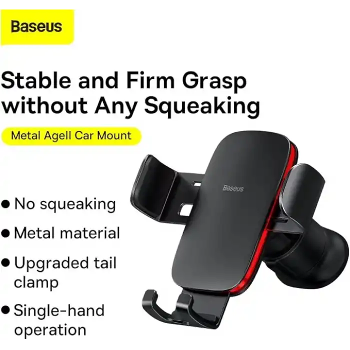 Baseus Metal Age II Gravity Araç Telefon Tutucusu, Havalandırma Izgarası için Otomatik Kilitlemeli Metal Araç Telefon Sabitleyici, Dikey ve Yatay Izgara Uyumlu, 4.7-6.7 inç Uyumlu, Siyah