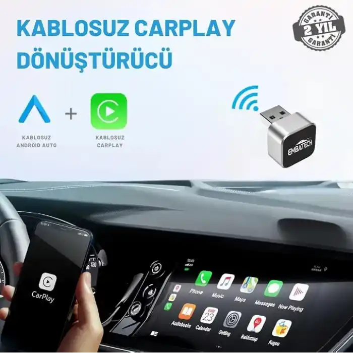 2in1 Kablosuz CarPlay Ve Android Auto Adaptörü (EMT-001)