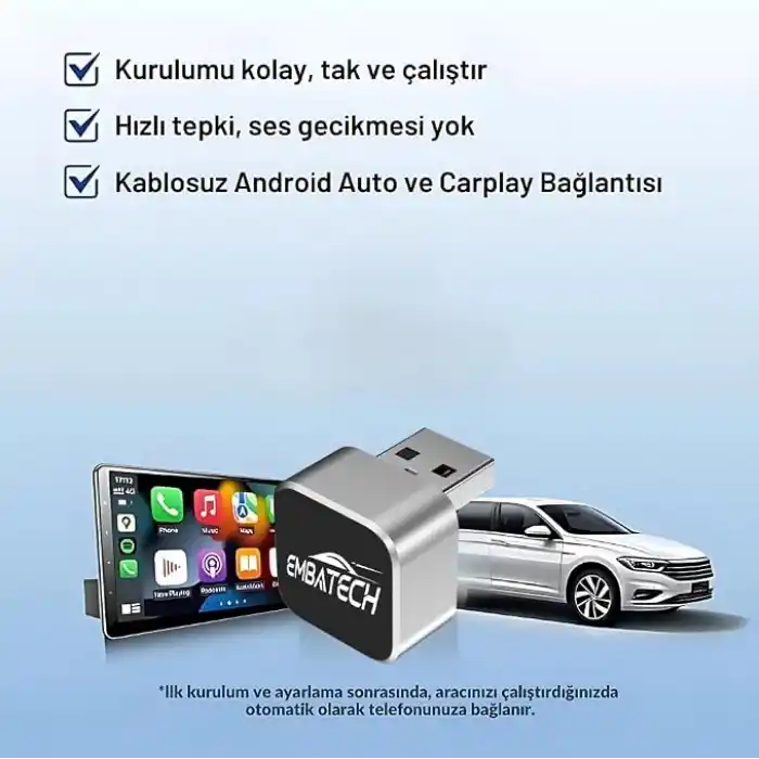 2in1 Kablosuz CarPlay Ve Android Auto Adaptörü (EMT-001)
