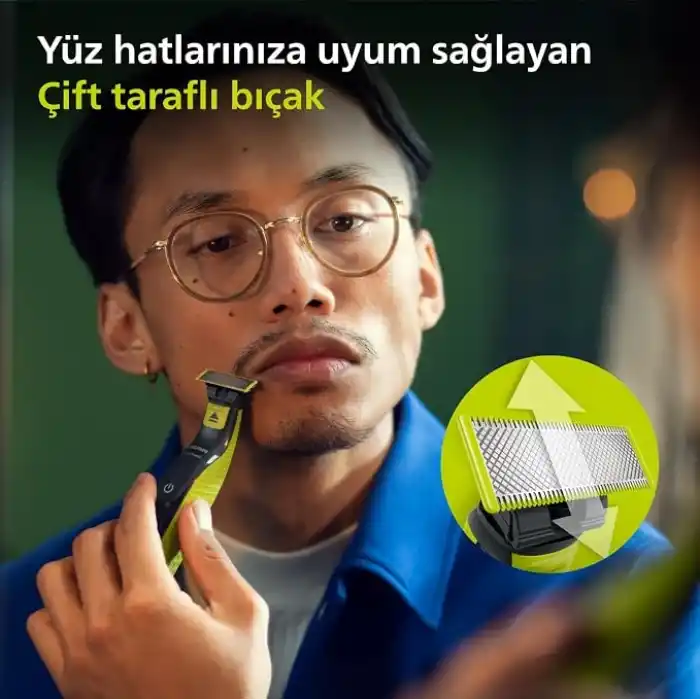 Philips OneBlade QP2724/10 Yüz Hibrit Tıraş Makinesi,Sakal Şekillendirici, Islak&Kuru,3 Sakal Tarağı