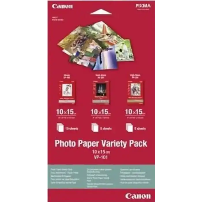 Canon Fotoğraf kağıdı VP-101 örnek paket kartpostal - 10 x 15 cm, mürekkep püskürtmeli yazıcı için 20 yaprak