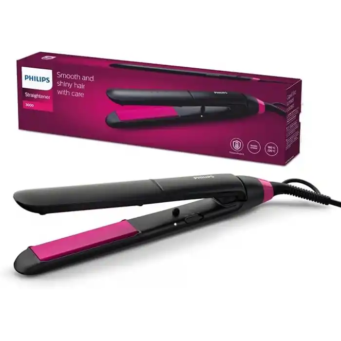 Philips Saç Düzleştirici, Keratin Seramik Plaka, ThermoProtect Teknolojisi, 2 Sıcaklık Ayarı, Tuş Kilidi, 60 Saniyede Isınma, 220°C’ye Kadar Sıcaklık Ayarı, BHS375/00