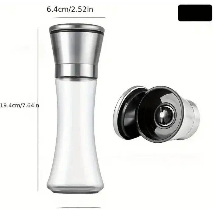 Mithra Life 2li Büyük Boy Metal Krom Kapaklı Cam Tuz Karabiber Değirmeni Gümüş Tuzluk Biberlik MIT1245