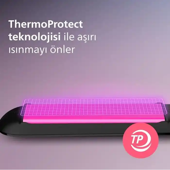 Philips Saç Düzleştirici, Keratin Seramik Plaka, ThermoProtect Teknolojisi, 2 Sıcaklık Ayarı, Tuş Kilidi, 60 Saniyede Isınma, 220°C’ye Kadar Sıcaklık Ayarı, BHS375/00