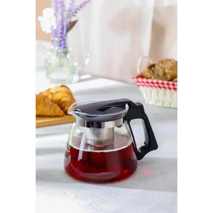 Orret Home Isıya Dayanıklı Borosilikat Cam Demlik, Kendinden Süzgeçli, Şık Tasarım (1500 Ml)