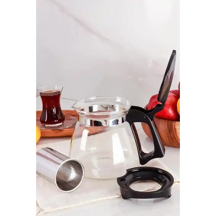Orret Home Isıya Dayanıklı Borosilikat Cam Demlik, Kendinden Süzgeçli, Şık Tasarım (1500 Ml)