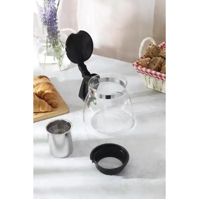 Orret Home Isıya Dayanıklı Borosilikat Cam Demlik, Kendinden Süzgeçli, Şık Tasarım (1500 Ml)