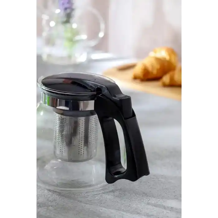 Orret Home Isıya Dayanıklı Borosilikat Cam Demlik, Kendinden Süzgeçli, Şık Tasarım (1500 Ml)