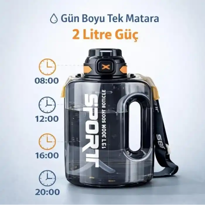 Coofbe 2Lt Su Matarası Su Şişesi Pipetli Sızdırmaz Bpa Içermez Emniyet Kilitli Suluk Sporcu Motivasyon Su Matarası