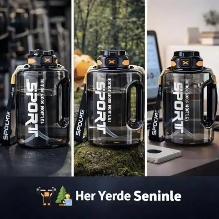 Coofbe 2Lt Su Matarası Su Şişesi Pipetli Sızdırmaz Bpa Içermez Emniyet Kilitli Suluk Sporcu Motivasyon Su Matarası