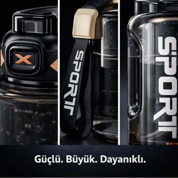 Coofbe 2Lt Su Matarası Su Şişesi Pipetli Sızdırmaz Bpa Içermez Emniyet Kilitli Suluk Sporcu Motivasyon Su Matarası