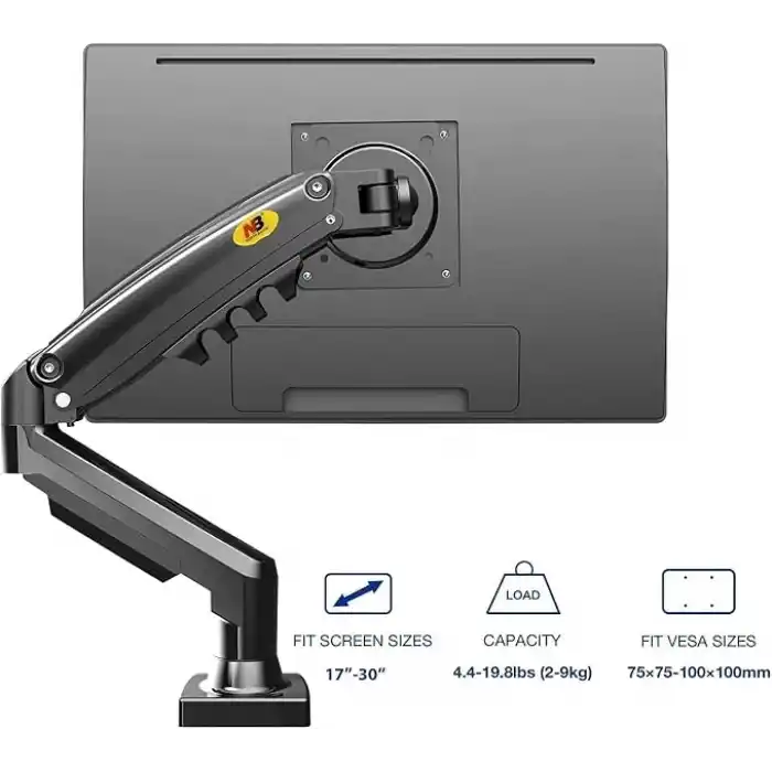 Northbayou F80 17-30 LCD/LED Monitör Tutucu Kol 2-9 kg Amortisörlü Vesa (75x75),(100x100) Monitör Standı