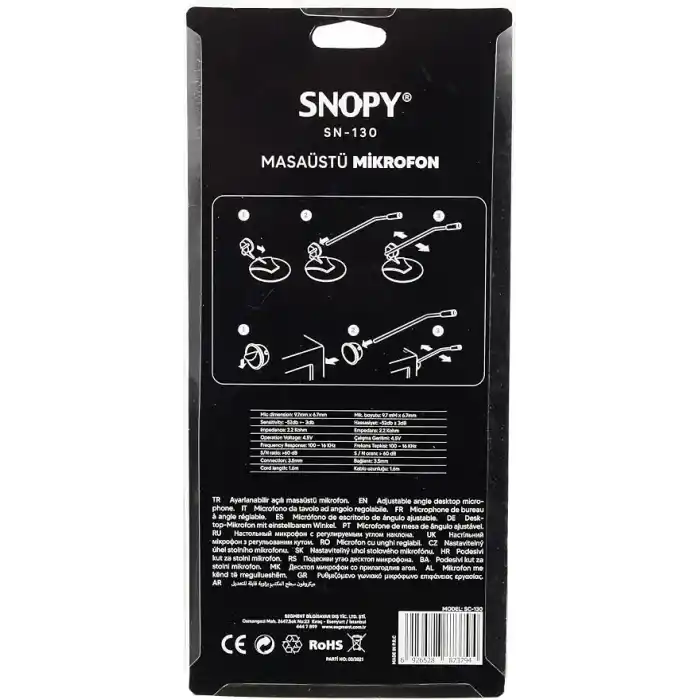 Snopy SN-130 Siyah Mikrofon