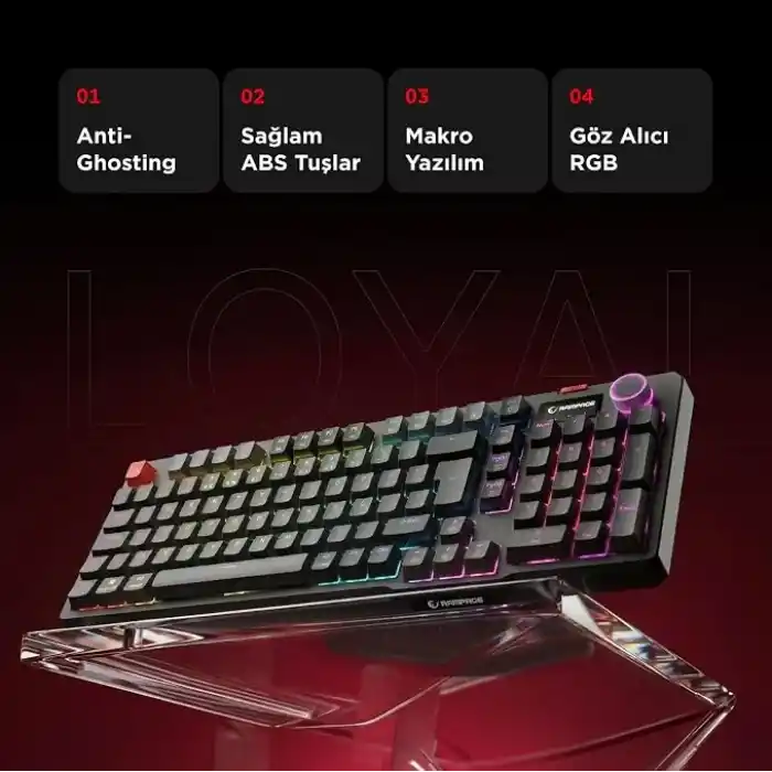 Rampage LOYAL USB Hot Swap RGB Red Switch Mekanik Gaming Oyuncu Klavye