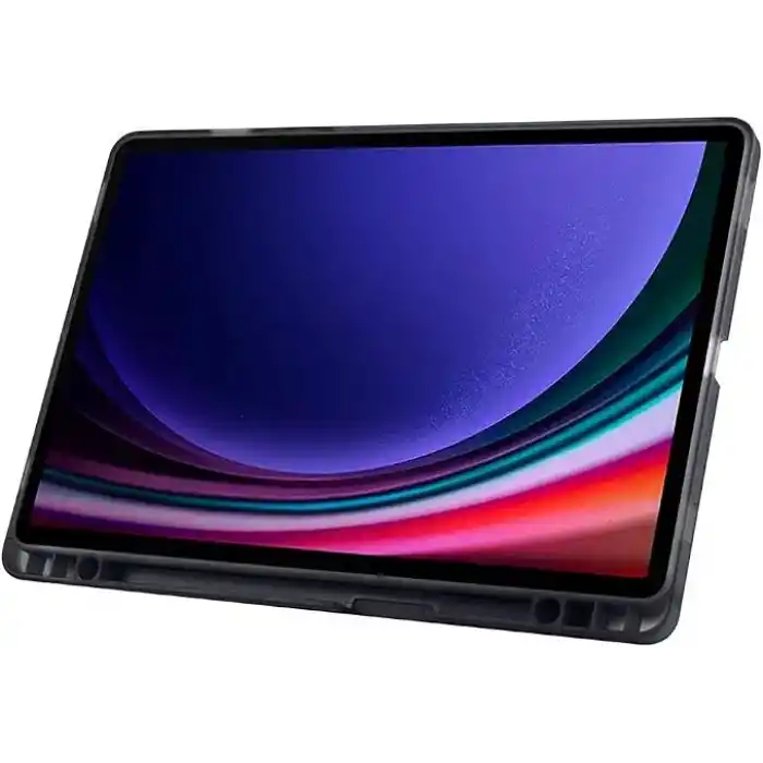 Aksesuarcim Samsung Galaxy Tab S10 FE SM-X520 X526 ile Uyumlu Kılıf Silikon Yumuşak Kalem Bölmeli Esnek 4 Farklı Stand Olabilen Tablet Kılıfı Siyah