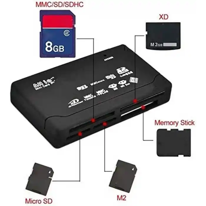 Alfais 4296 USB Hub Micro SD XD MMC MS CF TF Mini M2 Combo Kart Okuyucu