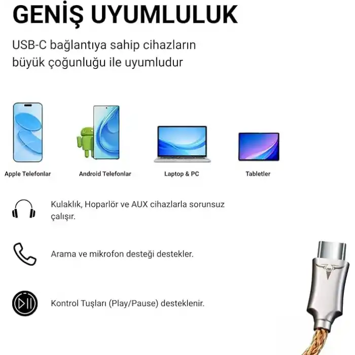 Klasse Type-C - 3.5 CX31993 MAX97220 Çip HiFi DAC Ses Kartı Kulaklık Kablosu (USB başlık)