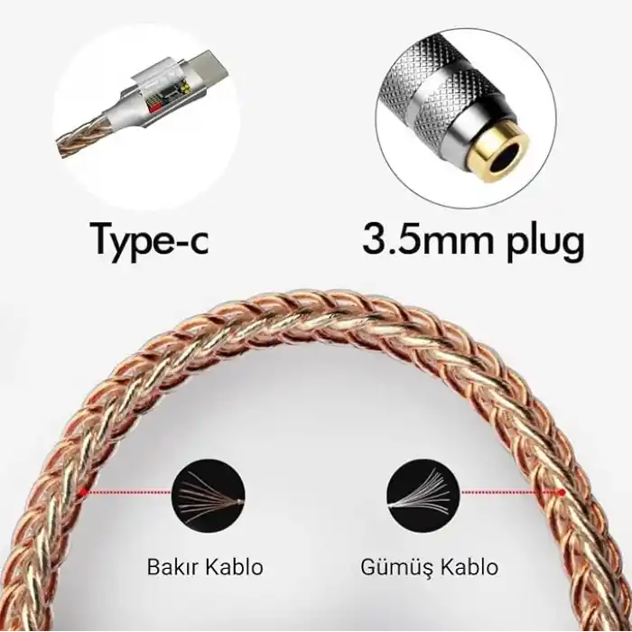 Klasse Type-C - 3.5 CX31993 MAX97220 Çip HiFi DAC Ses Kartı Kulaklık Kablosu (USB başlık)