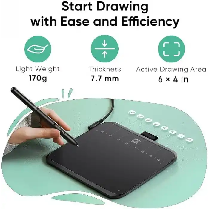 XPPen Deco 640 Grafik Çizim Tableti, 16384 Basınç Seviyesi, Pilsiz Kalem, 6x4 İnç, Windows Mac Android Uyumlu