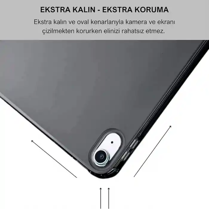 Klasse Apple iPad 10.9 inç 2022 10. Nesil Uyumlu Smart Kılıf, Apple Pencil Kalemlikli, Trifold, Esnek, Mat, Darbeye Tam Dayanıklı Tablet Kılıfı (Siyah)