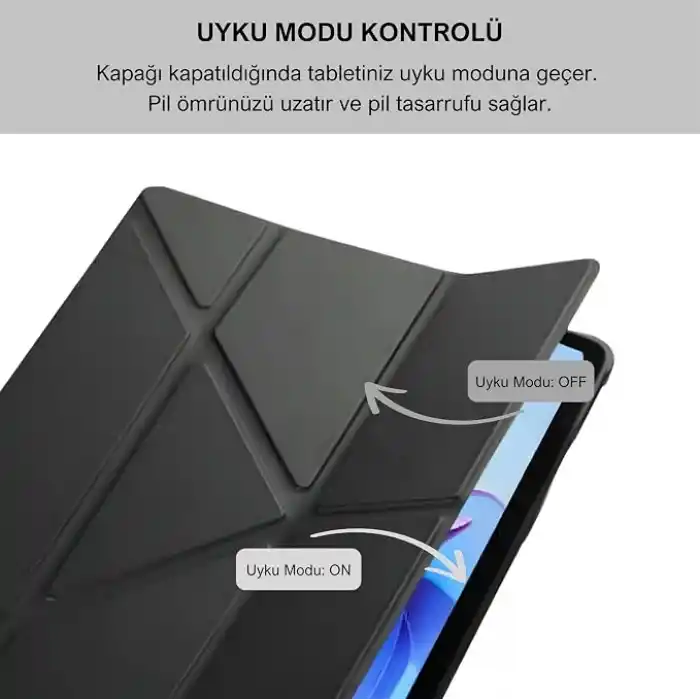 Klasse Apple iPad 10.9 inç 2022 10. Nesil Uyumlu Smart Kılıf, Apple Pencil Kalemlikli, Trifold, Esnek, Mat, Darbeye Tam Dayanıklı Tablet Kılıfı (Siyah)