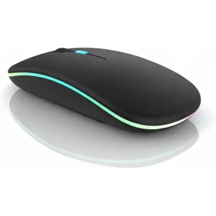 Infomax Kablosuz Mouse, Çift Modlu (Bluetooth 5.0 + 2.4Ghz USB) Şarj Edilebilir RGB Işıklı Sessiz Mouse, PC, Laptop, Macbook, Tablet, iPad, Telefon Uyumlu (BGMS, Siyah)
