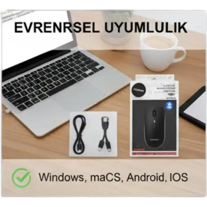 Infomax Kablosuz Mouse, Çift Modlu (Bluetooth 5.0 + 2.4Ghz USB) Şarj Edilebilir RGB Işıklı Sessiz Mouse, PC, Laptop, Macbook, Tablet, iPad, Telefon Uyumlu (BGMS, Siyah)