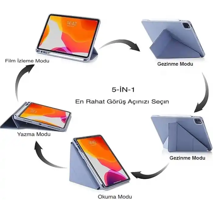 Coverzone iPad Air 11 M4 için Kılıf A2902 11 inç (2026) Kalem Koyma Bölmeli, Stand Olan, Uyku Modlu Silikon Arka Yüzey Suni Deri, Ergonomik Yapılı, Attractive Smart Cover Siyah
