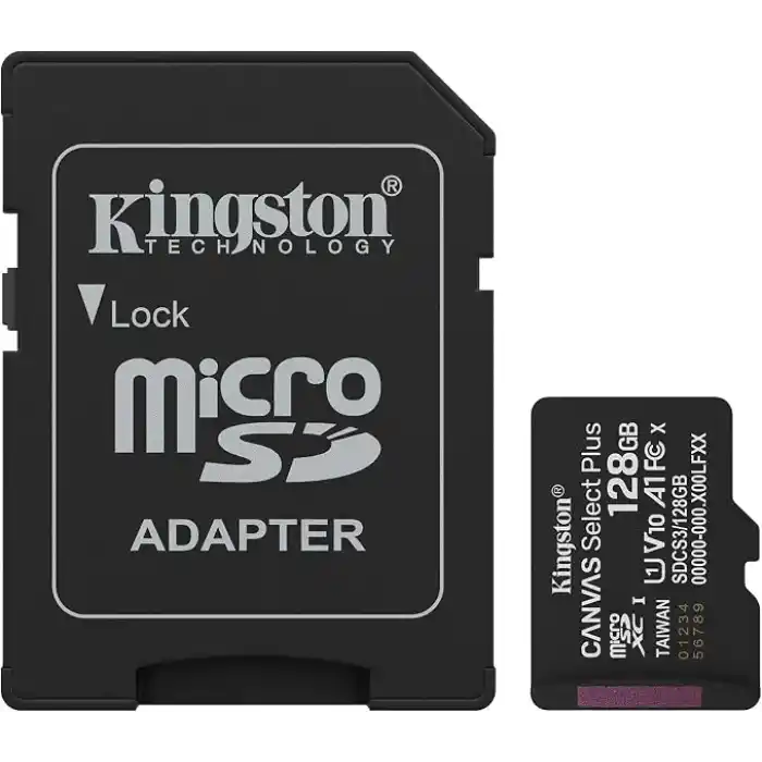 128GB microSDXC Canvas Select Plus Gen3 150MB/s A1 Card + Adapter