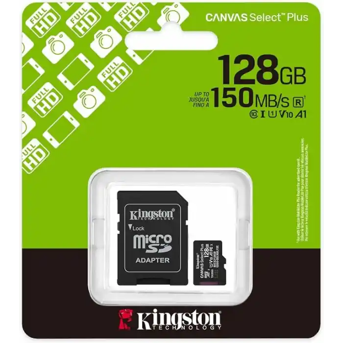 128GB microSDXC Canvas Select Plus Gen3 150MB/s A1 Card + Adapter