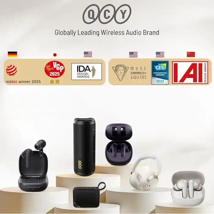 QCY Buds Bluetooth Kulaklık - Şık Tasarım - iPX4-35 Saat Ultra Uzun Pil Ömrü - Düşük Gecikme 0.06s -AI Gri