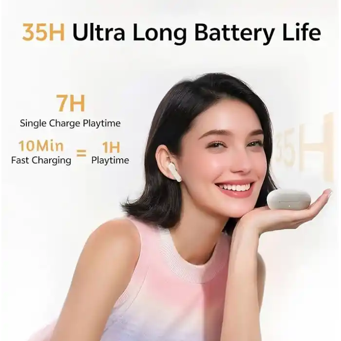 QCY Buds Bluetooth Kulaklık - Şık Tasarım - iPX4-35 Saat Ultra Uzun Pil Ömrü - Düşük Gecikme 0.06s -AI Gri